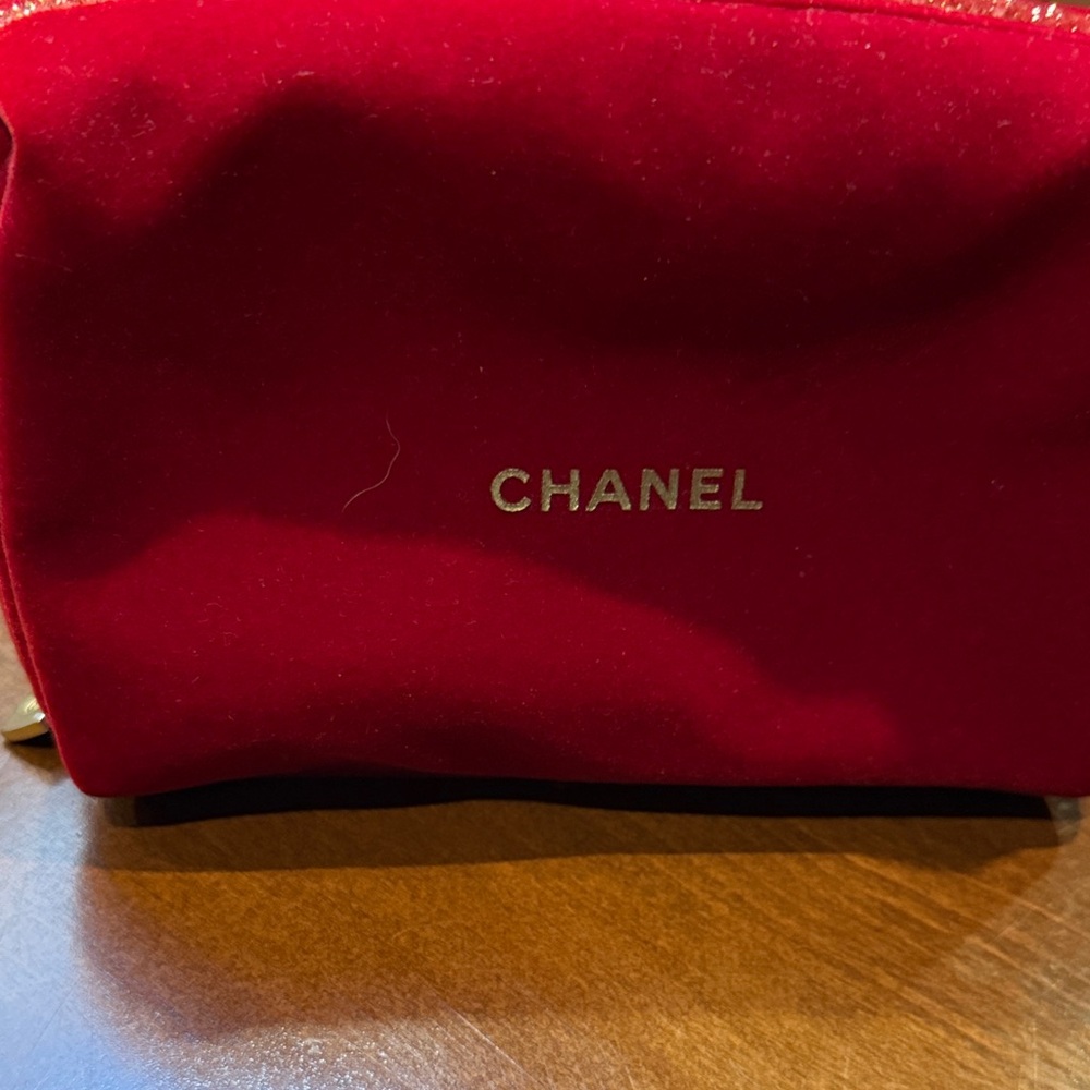 Chanel Luxurious Red Velvet Cosmetic Bag